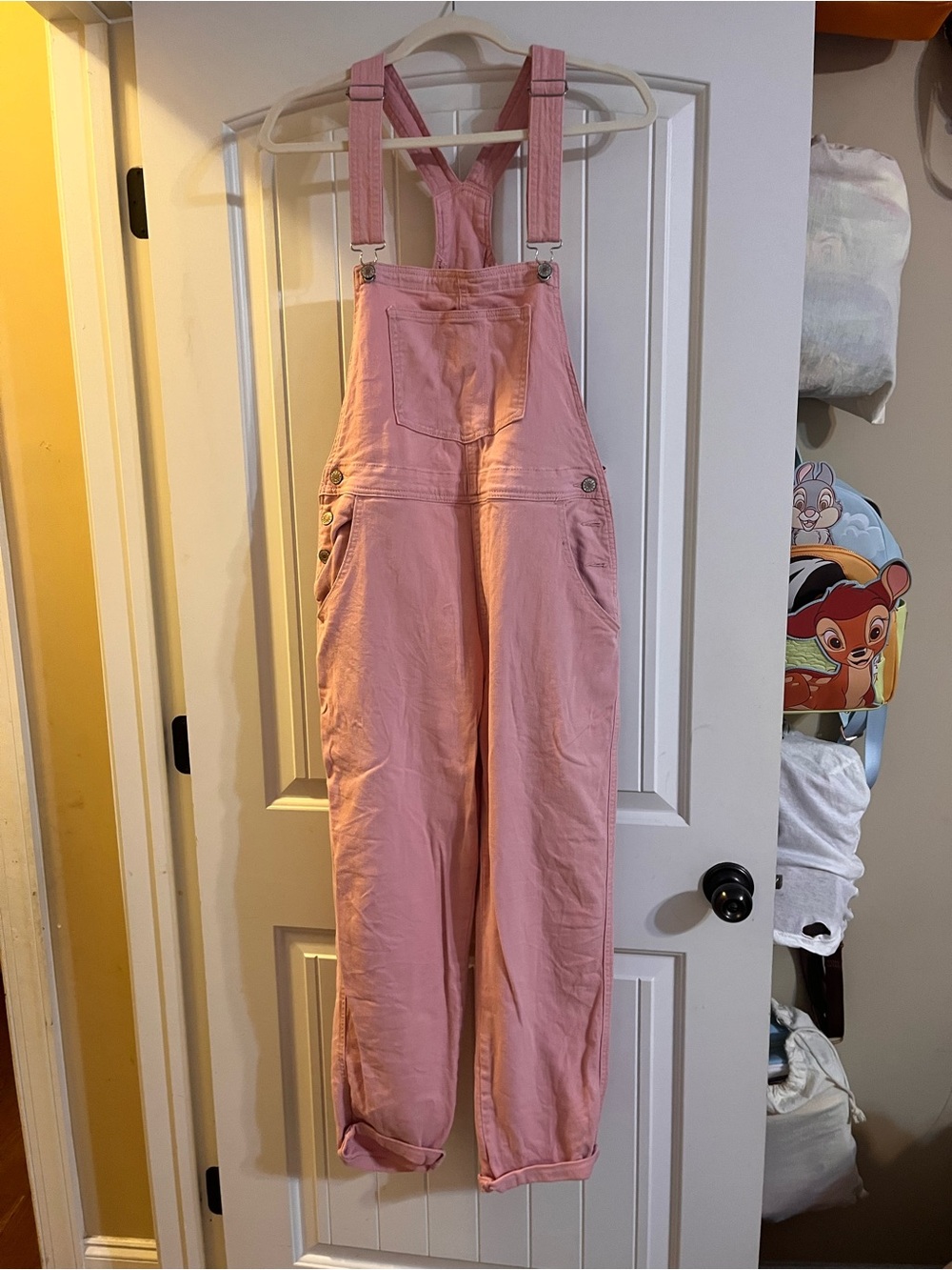 Women's Pink Cotton Overalls with Adjustable Straps